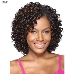 Peruca de Cabelo Natural Curto e Cacheado para Mulheres Maquiagem Beleza 5XIO