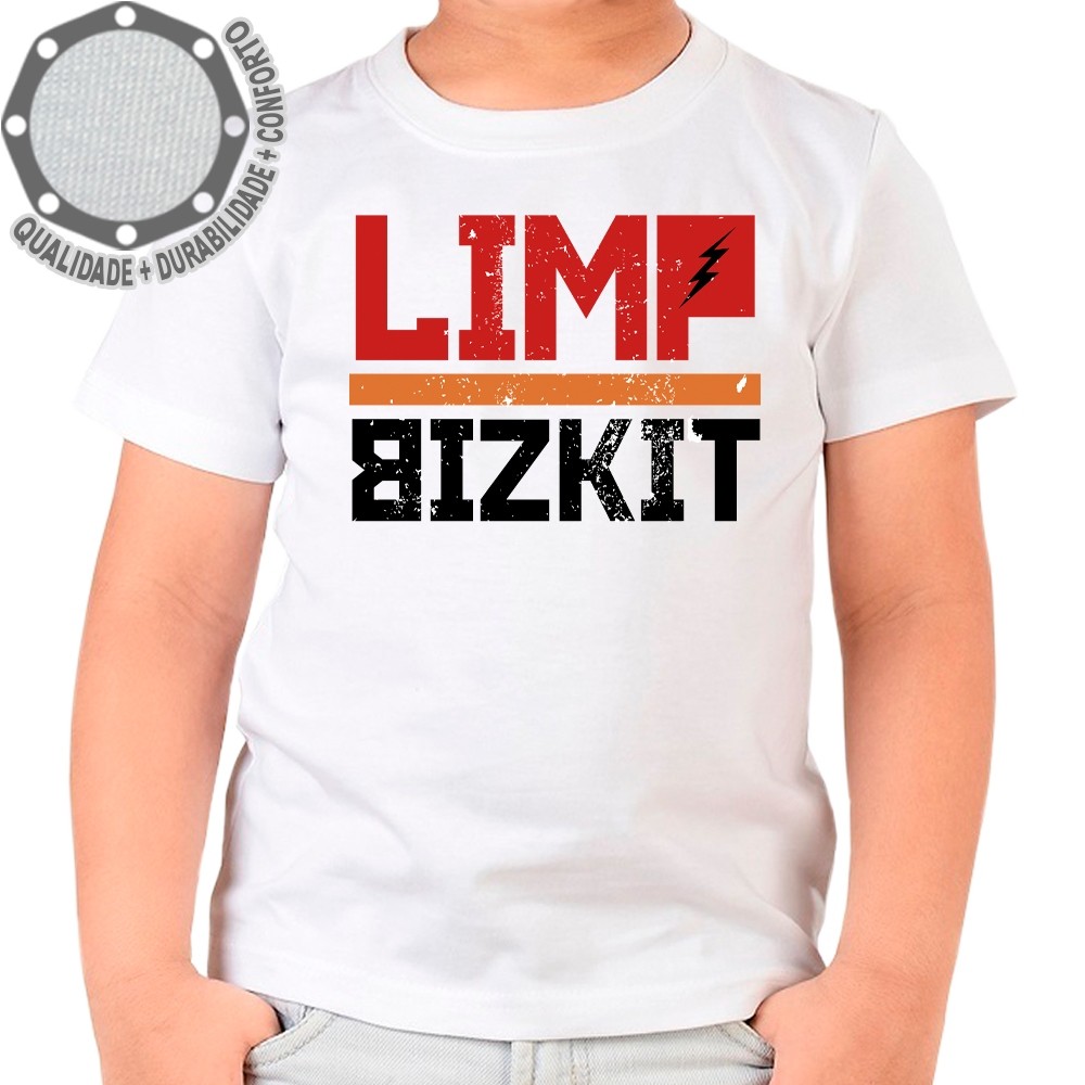 Camiseta Limp Bizkit Logo Camisa Personalizada Adulto e Infantil