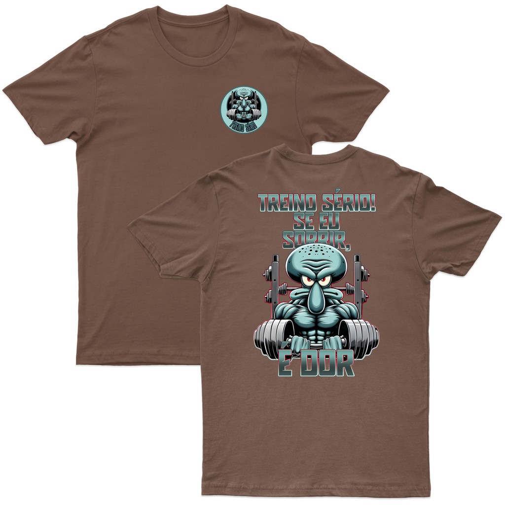 Camiseta Academia Meme Desenho Bob Esponja Lula Molusco Moda Treino Sério Camisa  30.1 Algodão