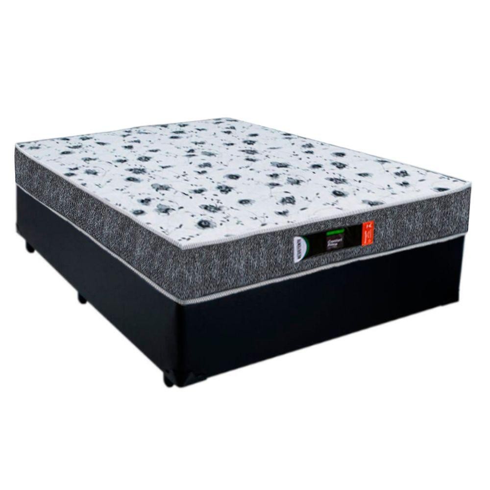 Cama Box Casal + Colchão Ortopédico Resistente Pró D28 Colchões 138x188x60 com sofisticação na cor Preto. - Home & Living