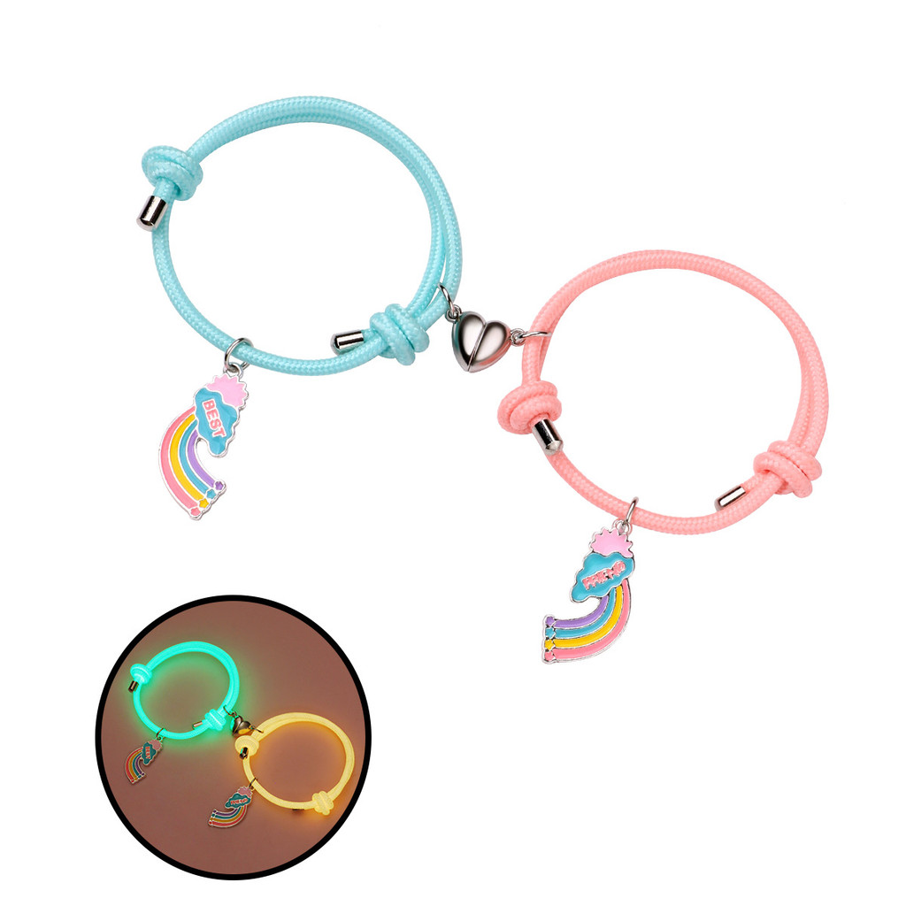 Pulseira Infantil Que Brilha No Escuro Desenho Animado Arco-Íris Melhores Amigos Acessórios Magnéticos De Liga