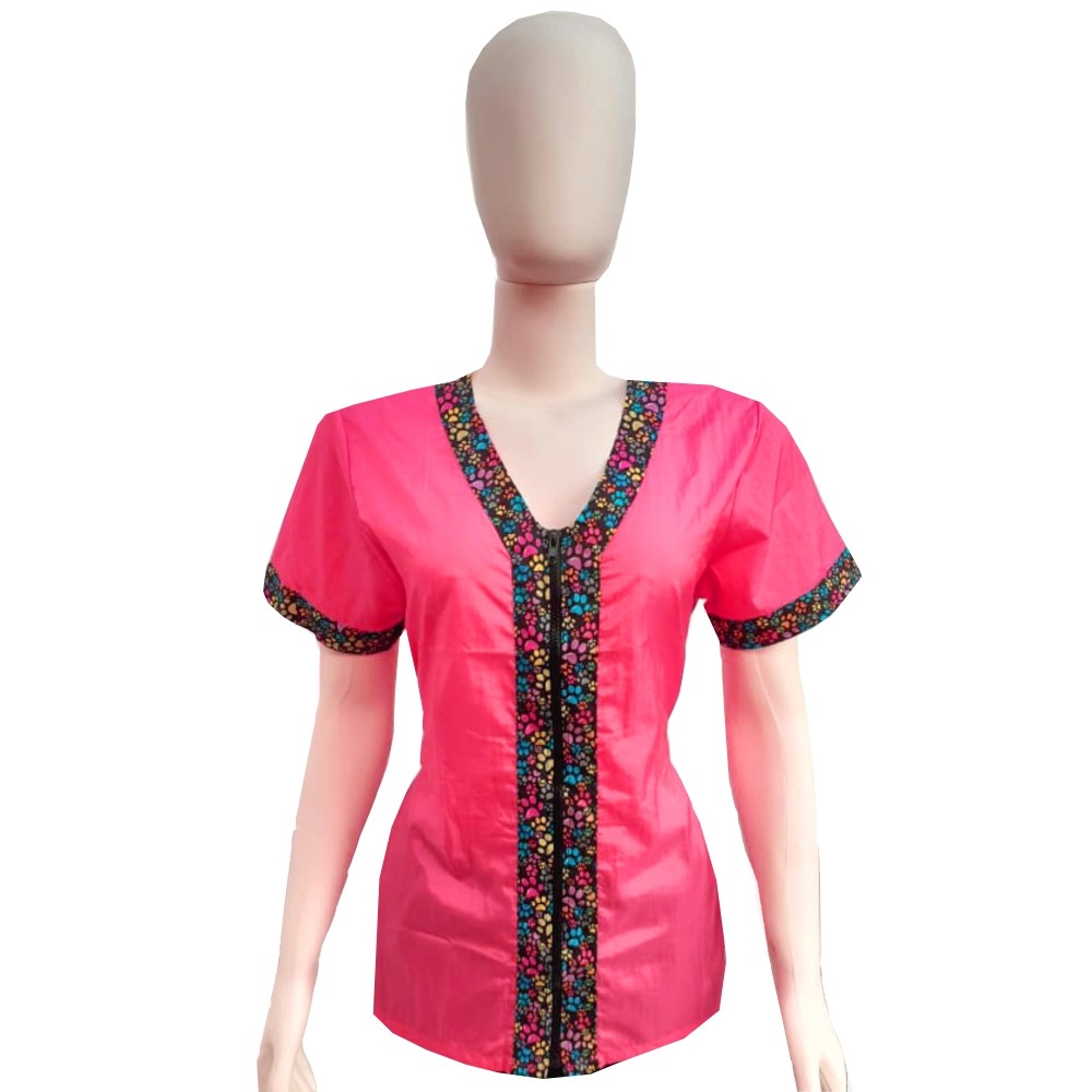 Jaleco Groomer FEMININO Tchuska - Rosa Chiclete > Tamanho PP