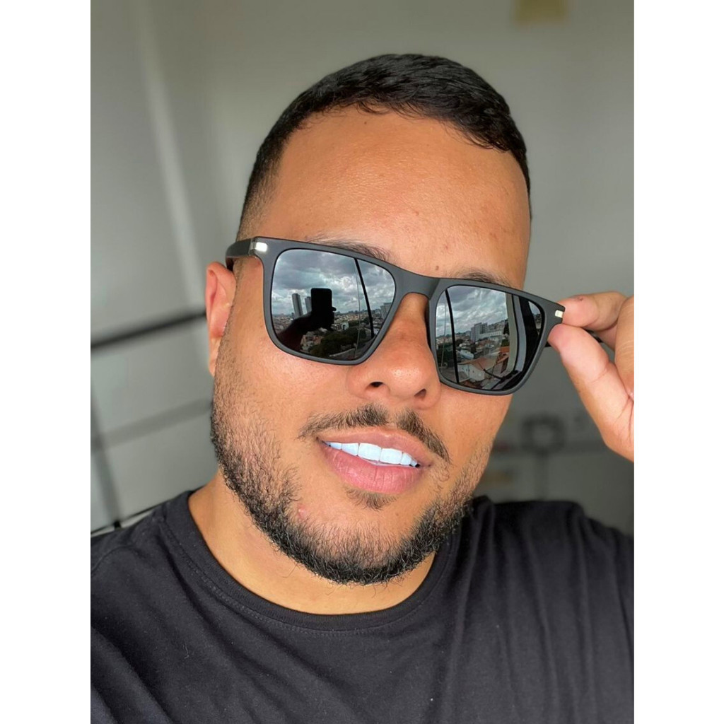 Óculos de Sol Preto Fosco Quadrado Esportivo Premium Resistente Flexível uv400Feminino Masculino