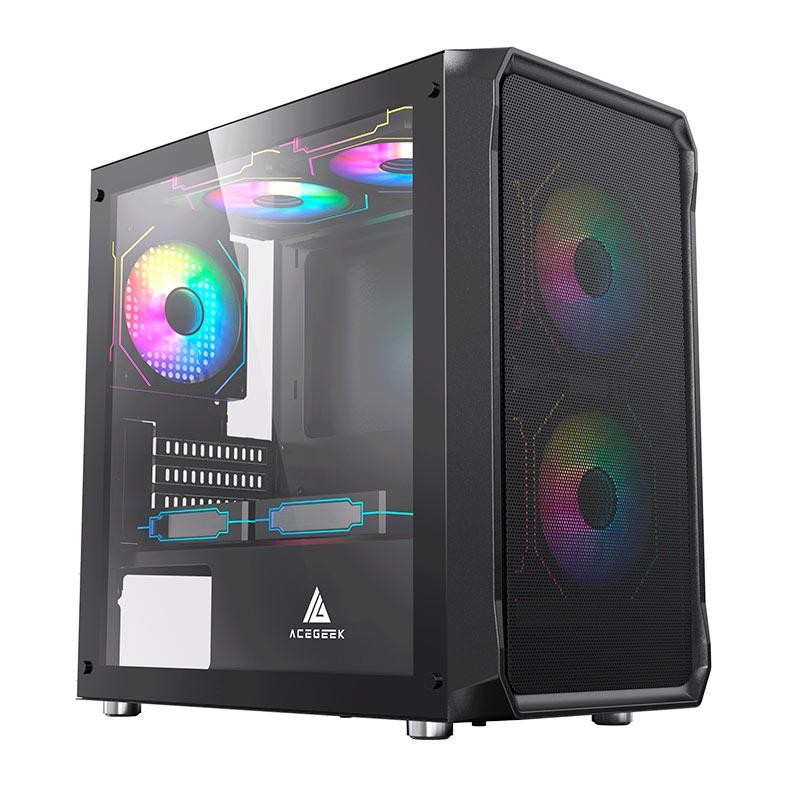 Gabinete Gamer Acegeek Eclipse M350, Mid-Tower, Lateral de Vidro, Preto, AG-ECLIPSE-M350-BK