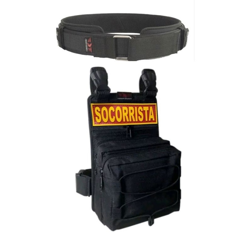 Kit Socorrista Bornal Bolso Duplo + Cinto Tátic. Fn + Emborrachado (Patch) Desert Coldres