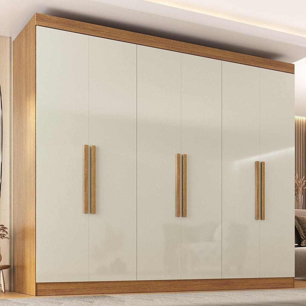 Guarda-roupa Casal 6 Portas 2 Gavetas Paris Cinamomo/Off White em Oferta na Shopee