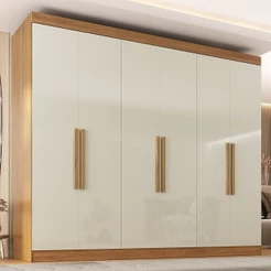 Guarda-roupa Casal 6 Portas 2 Gavetas Paris Cinamomo/Off White