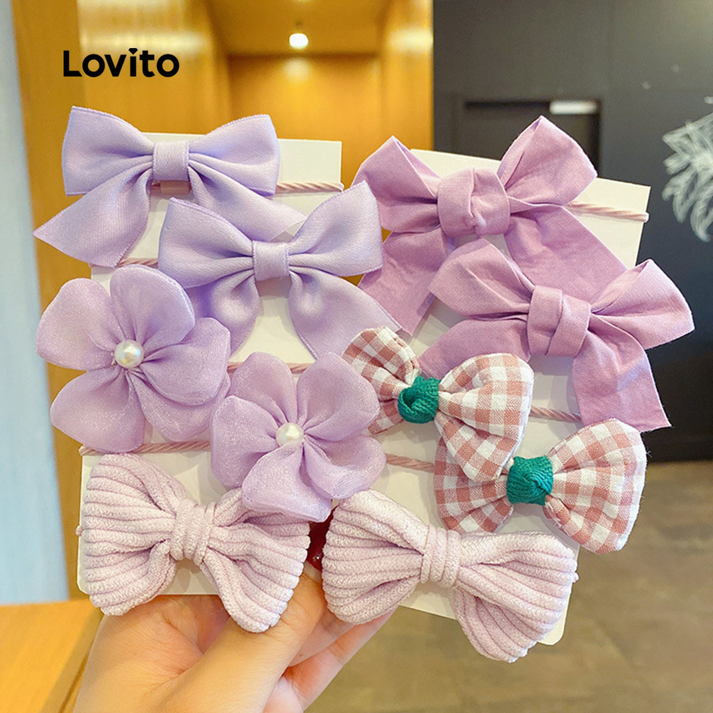 Detalhes do Lovito Laços De Cabelo Fofos E Lisos Para Bebês E Crianças LCS099087