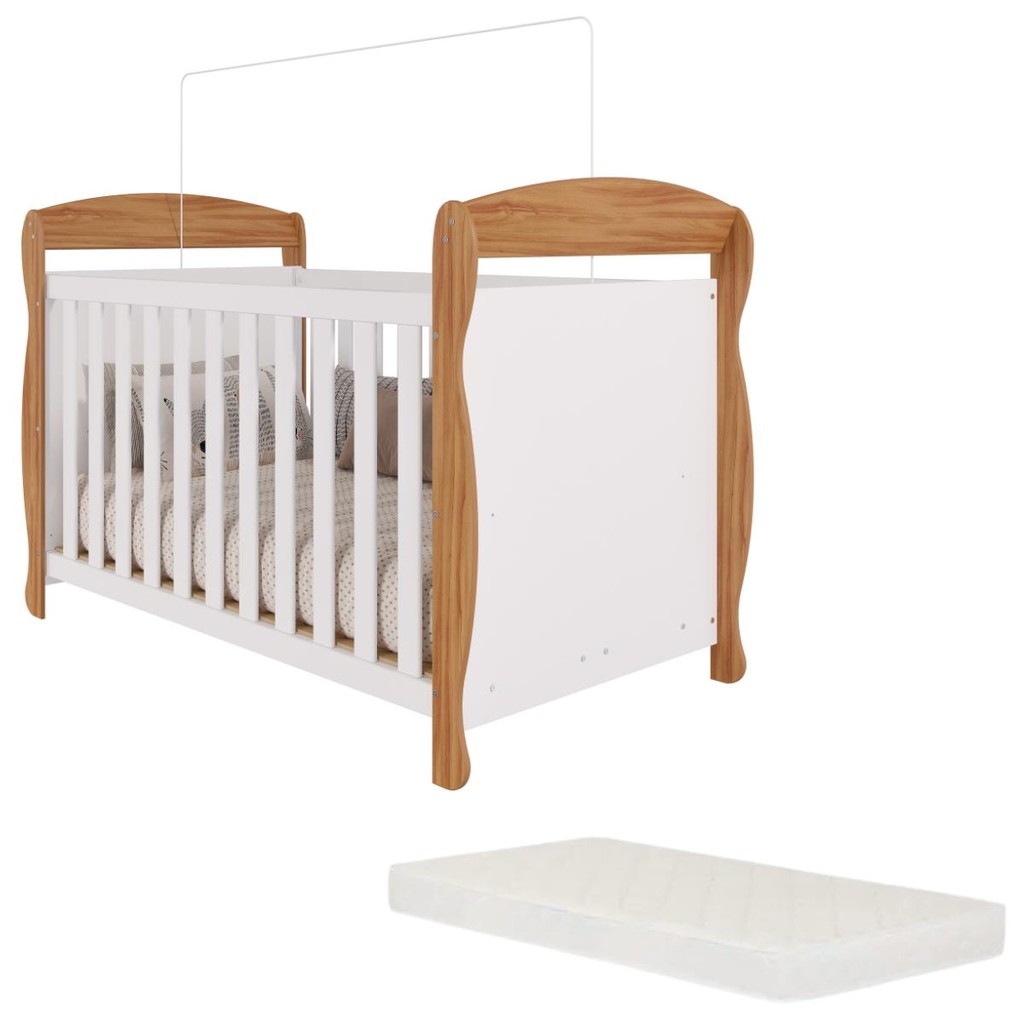 Berço Americano Marquesa 3 Em 1 100%MDF com Colchão