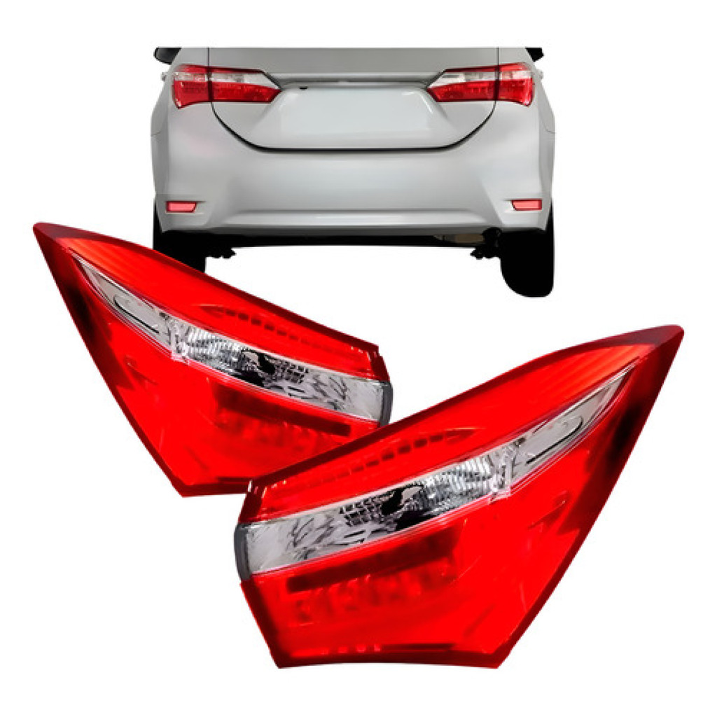 Par de Lanternas Traseira Canto porta mala toyota Corolla 2014 2015 2016 2017 Com Led, referencia de mercado, lanterna.