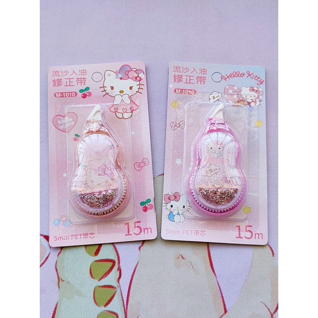 Corretivo fofo com glitter da Hello Kitty, Sanrio, material escolar, papelaria fofa