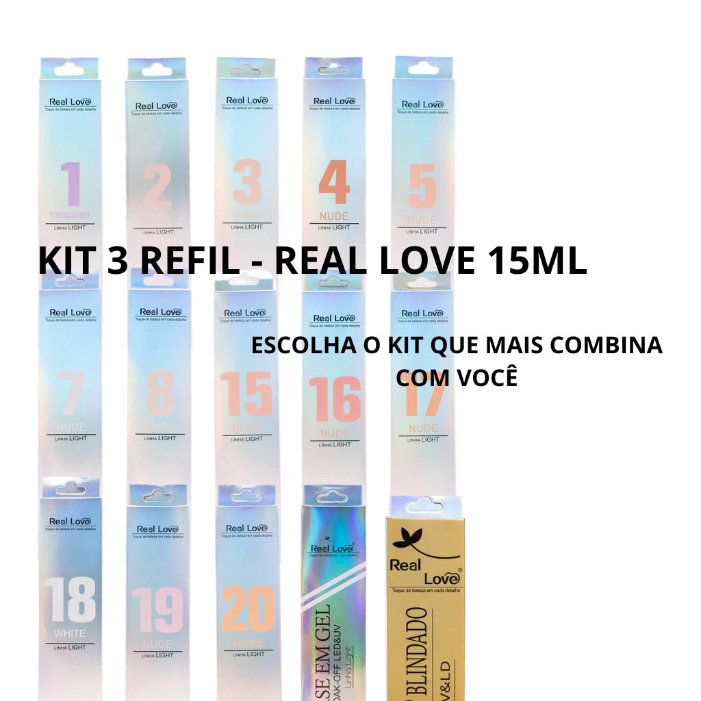 Kit Especial 3 Refil Gel Sculpting Gel Linha Light 15ml - Real Love