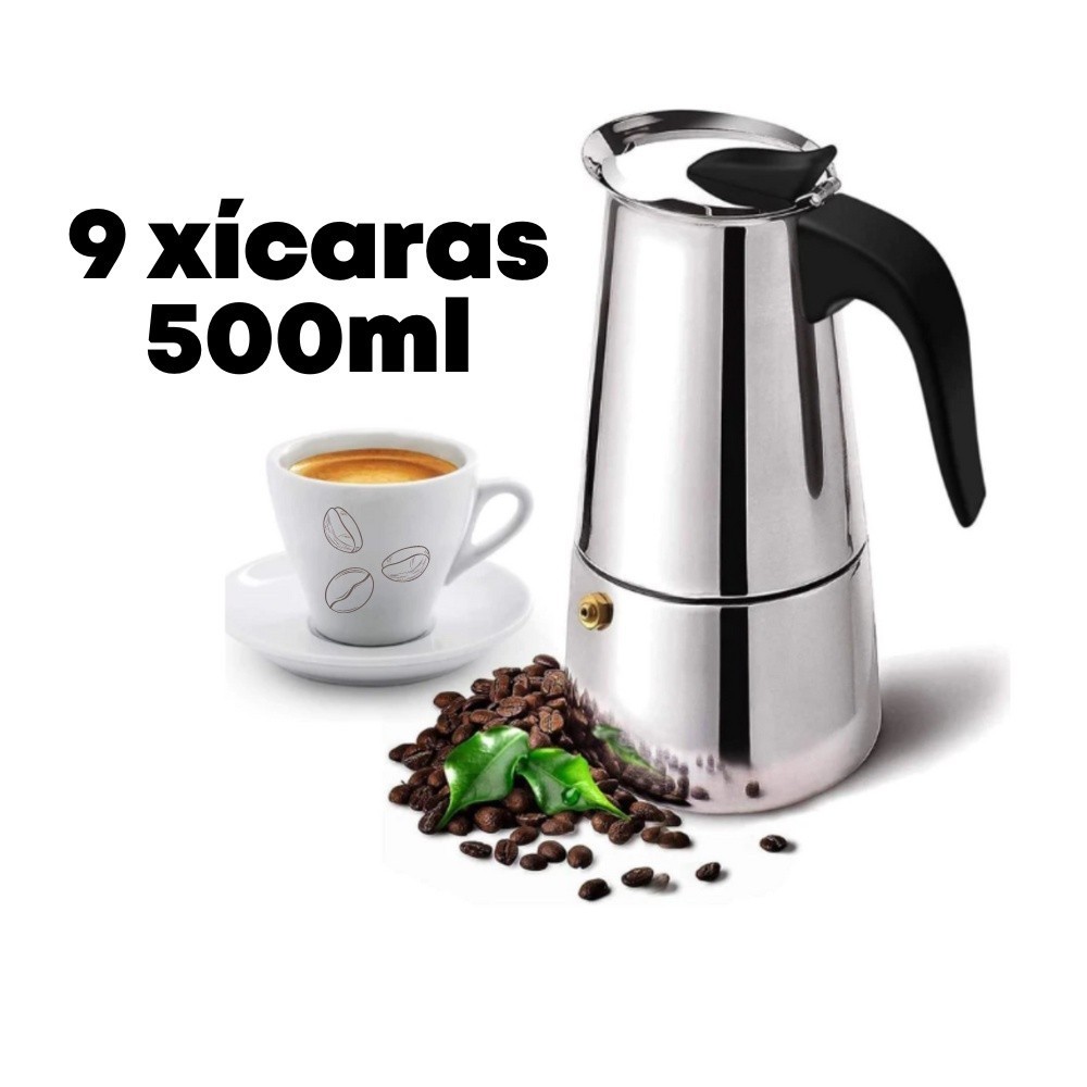 Cafeteira Expresso Tipo Italiana Luxo Tipo Moka Inox 9 Xicaras Compatível com Fogão de Indução
