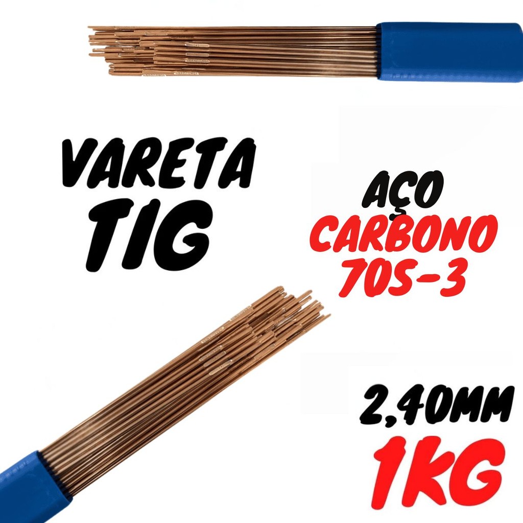 1kg Vareta Tig Aço Carbono 70s-3 (2,40mm) 3/32'' Soldaforte