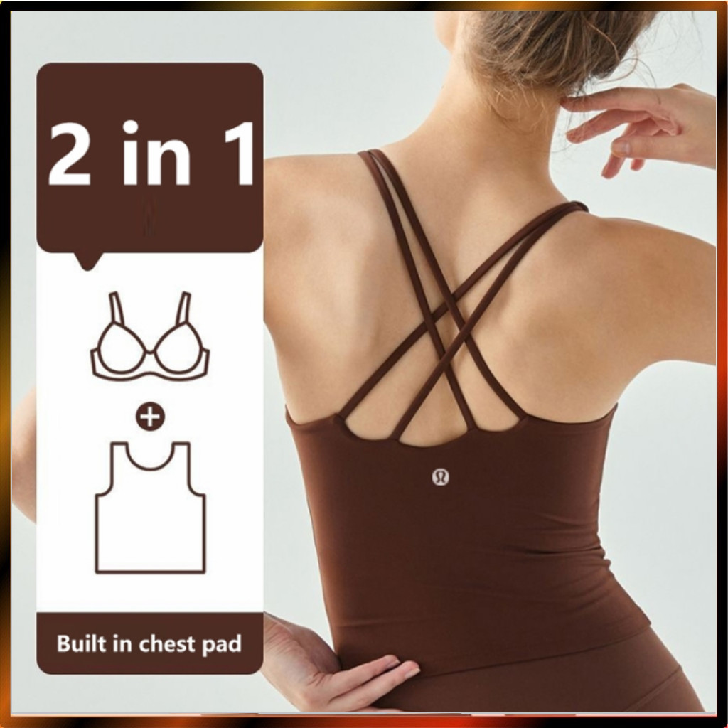 É Sexy Yoga Sports Tank Top Cross Voltar Correndo Top DSG645 em Oferta na Shopee