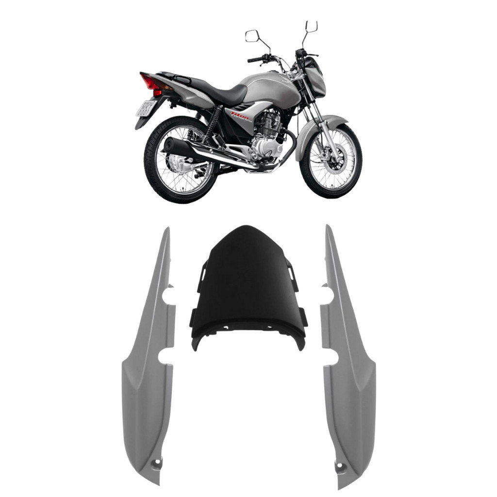 Rabeta Traseira completa 3 peças compatível com Titan 150 ano 2009 KS ES ESD cor Prata Twister em Oferta na Shopee