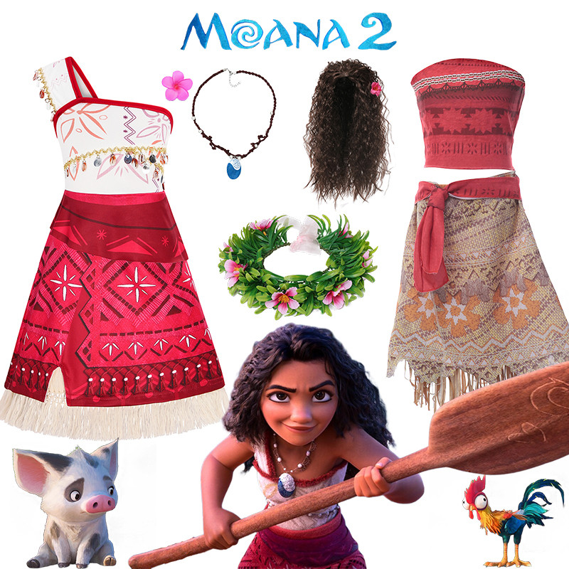 Meninas Moana Vestido De Princesa Crianças Vaiana Cosplay Traje Aventura Roupa Saia Conjunto Festa Aniversário Praia em Oferta na Shopee