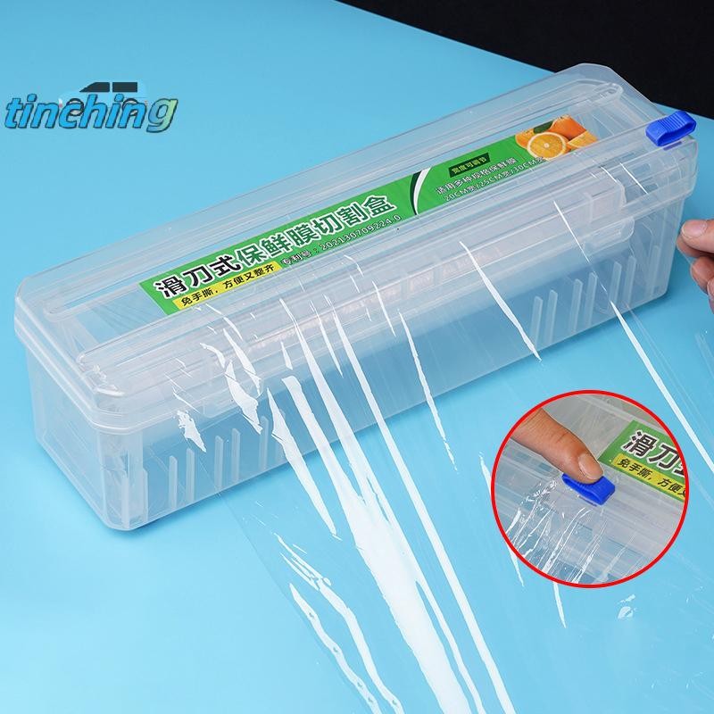 [Tinchigh] Plástico Para Alimentos Reutilizáveis Domésticos Com Cortador De Filme Aderente Ajustável Ferramentas De Cozi