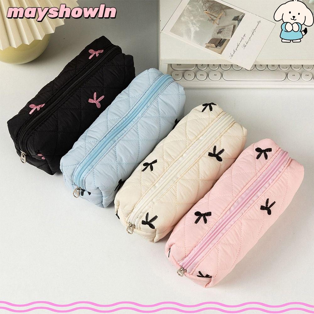 MAYSHOWLN Bolsas Para Lápis Com Laço , Bolsa Acolchoada Caneta De Estudante De Grande Capacidade , Material De Papelaria em Oferta na Shopee