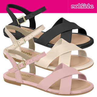 Sandália Feminina Infantil Molekinha em X Básica Rasteira Delicada em Oferta na Shopee