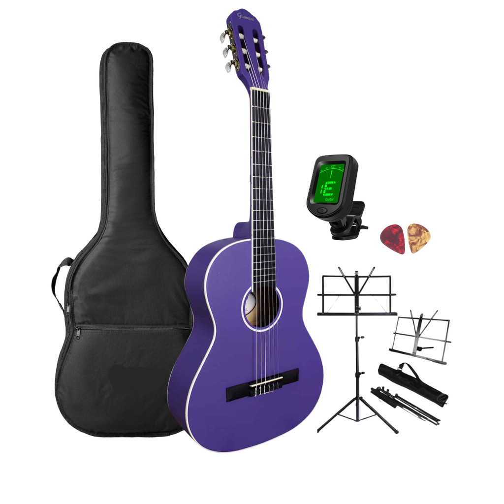 Violao 3/4 infantil nylon Giannini Serve de 7 até 12 anos Roxo + Acessórios