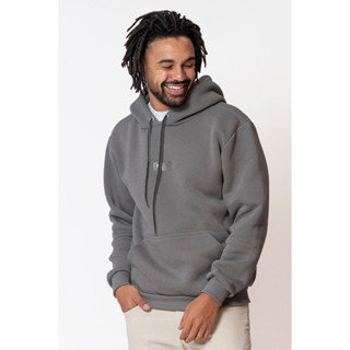 Blusa Moletom Masculina Canguru Logo Polo Wear Cinza Escuro