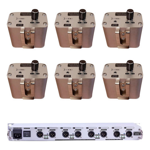 Kit Amplificador Fone M22 6 Mini Body Pack M8 Passivo Audio - Prateado - 110V 220V Profissional Show