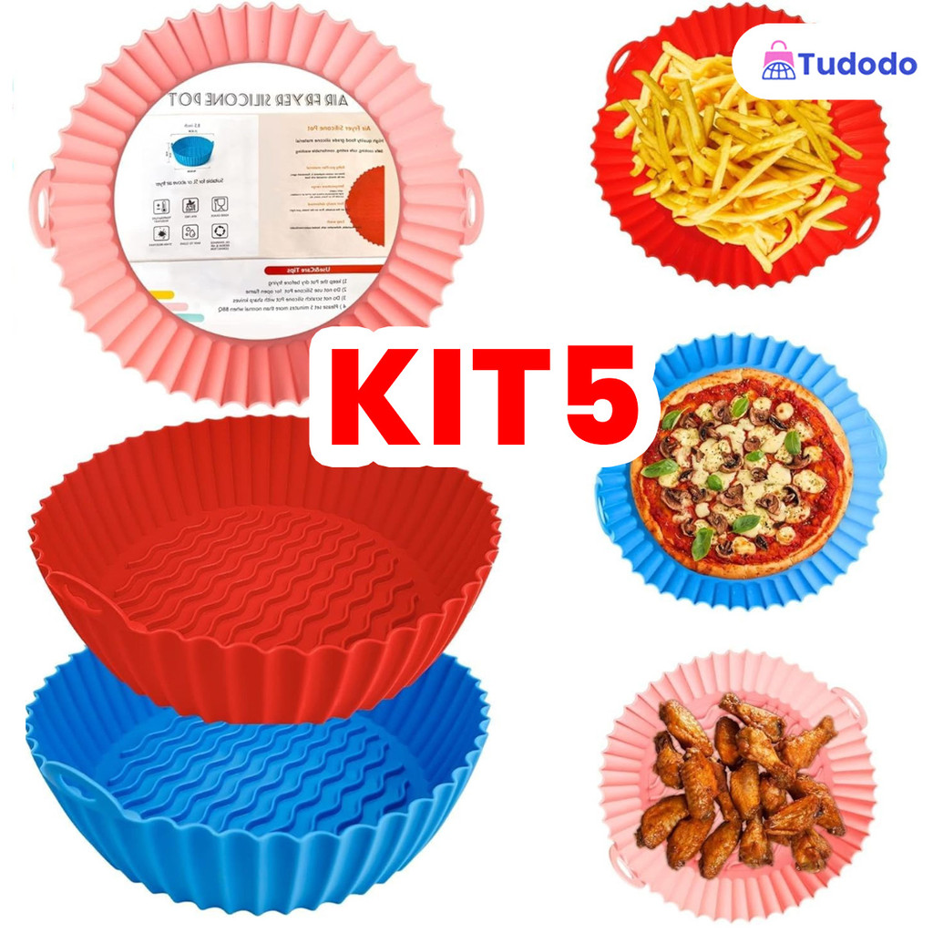 KIT 3 Forma De Silicone Para Air Fryer Forno Microondas Fritadeira Assadeira – Reutilizável Antiaderente Flexível