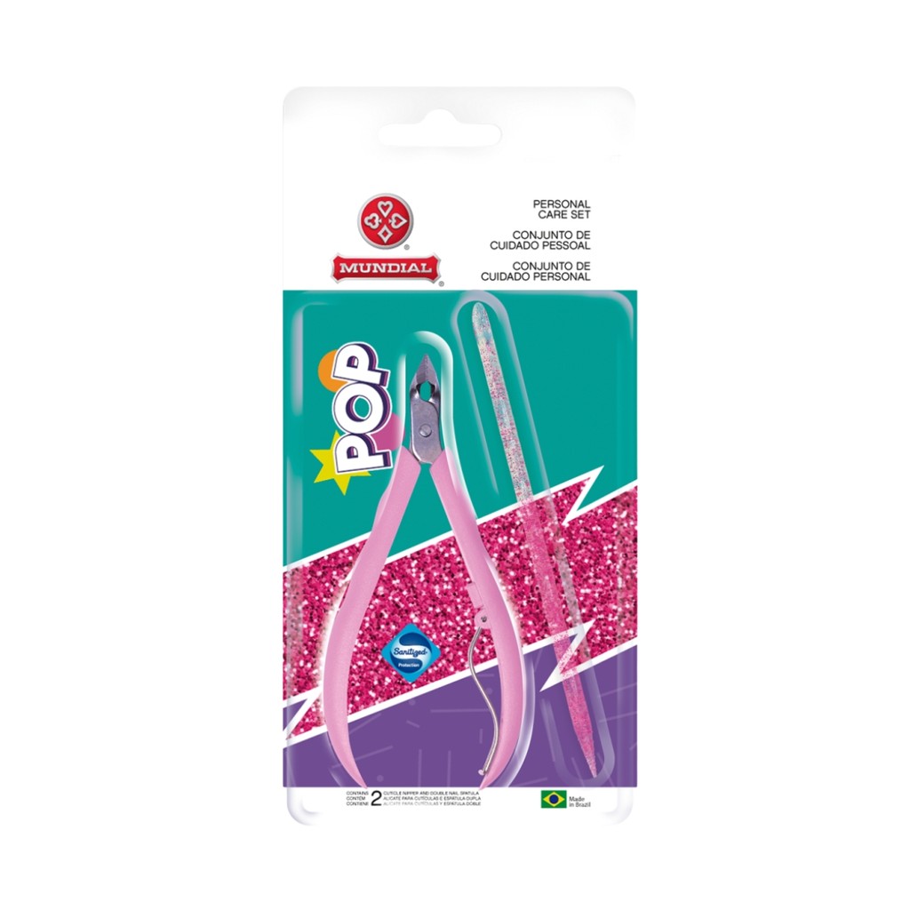 Alicate De Cutícula Com Espátula Dupla Pop 751 Rosa Mundial em Oferta na Shopee