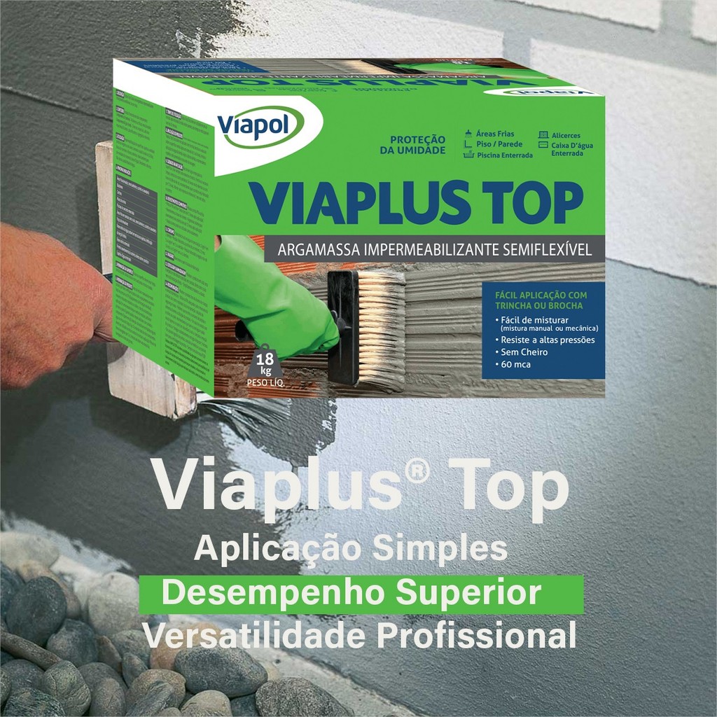 VIAPLUS TOP Revestimento impermeabilizante semi-flexível 18kg Cinza
