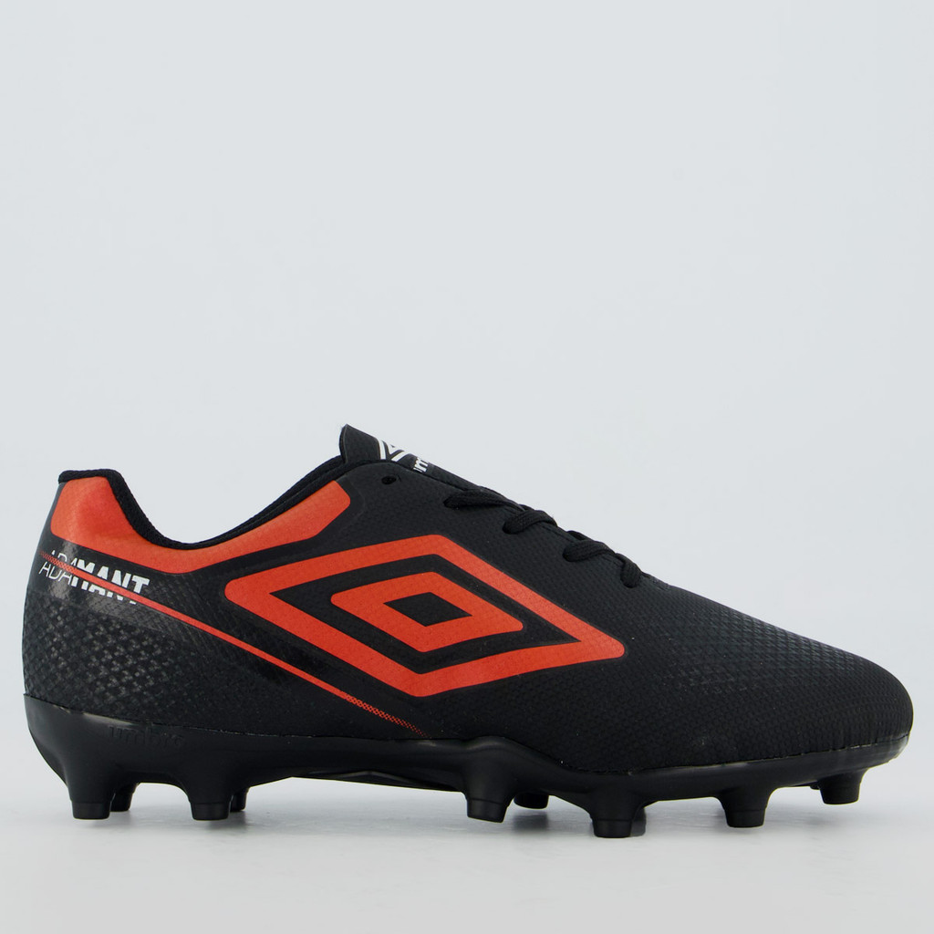 Chuteira Umbro Adamant Top Speed Campo Juvenil Preta e Vermelha em Oferta na Shopee