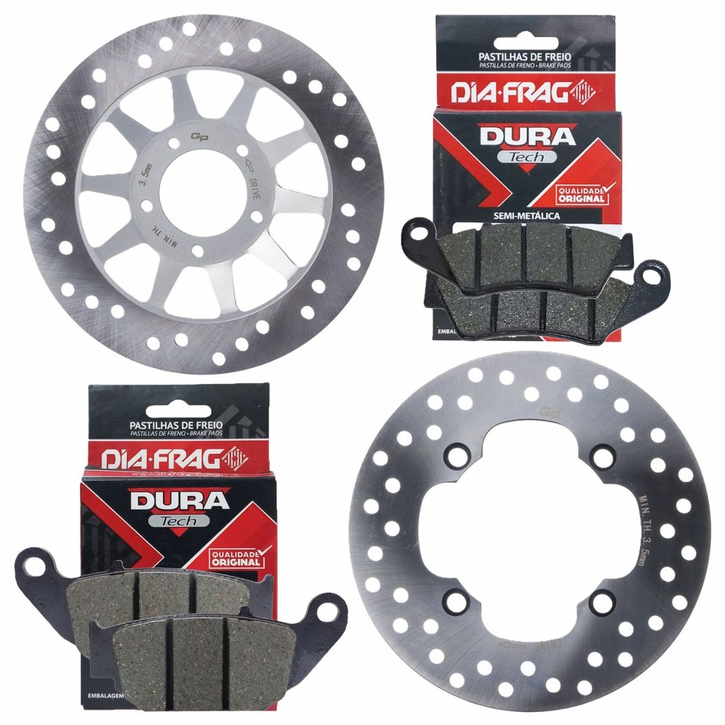 Kit Discos de Freio Xre 190 2016-2024+ Pastilhas Diafrag (Semimetálica)