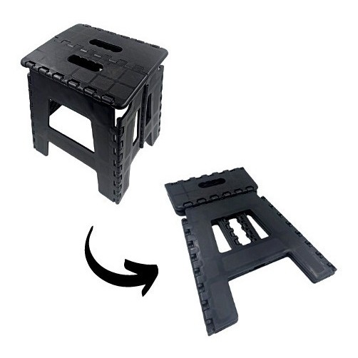 Banquinho Plastico Dobravel Infantil Adulto Multiuso Preto