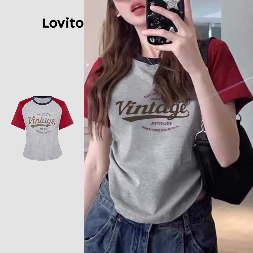 Lovito Camiseta Casual Lisa Colorblock Para Mulheres L112ED530 - Women Clothes