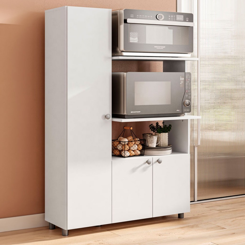 Armário de Cozinha âmbar 3 Portas 3 Prateleiras Branco - Telasul em Oferta na Shopee