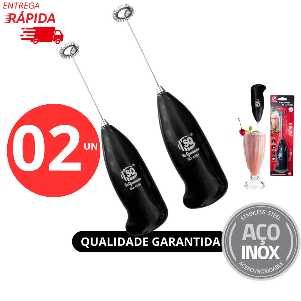 Conjunto 2 Misturadores de Bebidas Mini Mixer Misturador Profissional Mix Elétrico Sucos Milkshakes Sucos