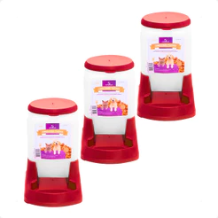 Kit 3 Comedouro Pratico Alvorada 3 Litros - Vermelho
