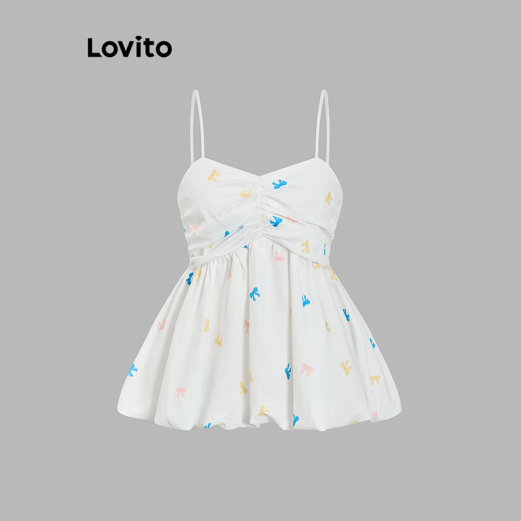 Lovito Regata Fofa Borboleta Plissada Regata Feminina LAD106874 - Women Clothes