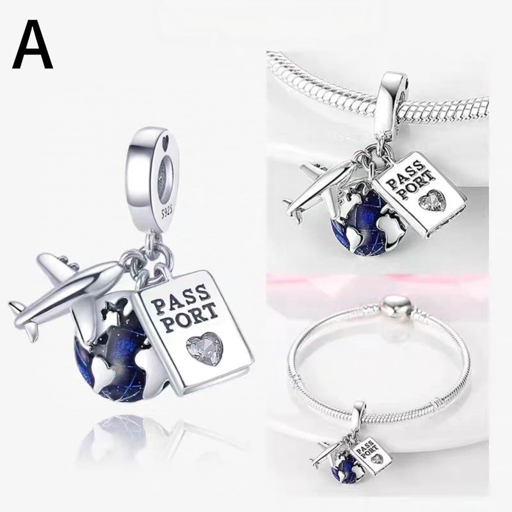 Pulseira Com Pingente De Banhado Prata Esterlina S925 Pingente de Terra em forma de balão e avião em Oferta na Shopee