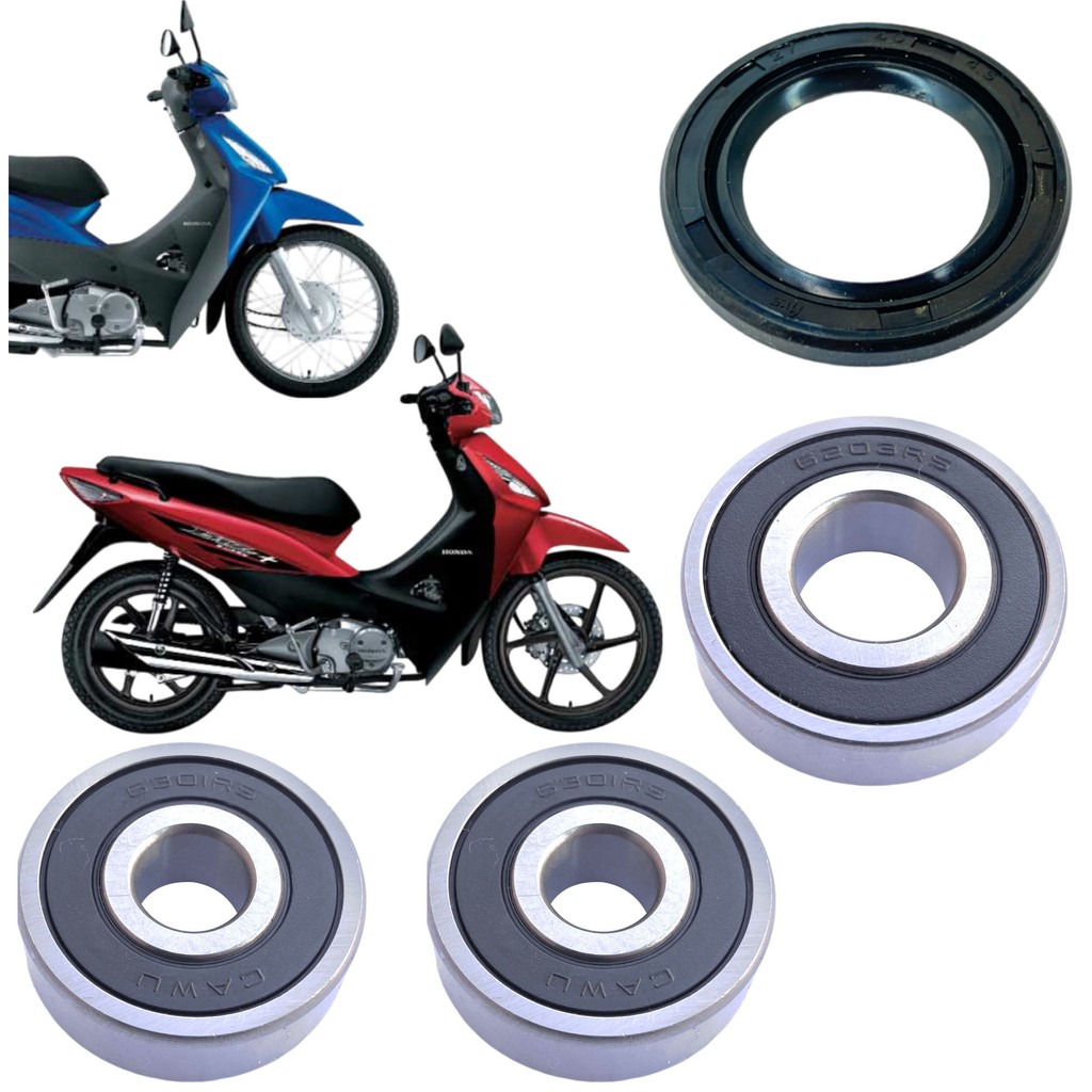 KIT ROLAMENTOS E RETENTOR RODA TRASEIRA HONDA BIZ 125 + / ES / KS 2006 A 2010 C125 BIZ125