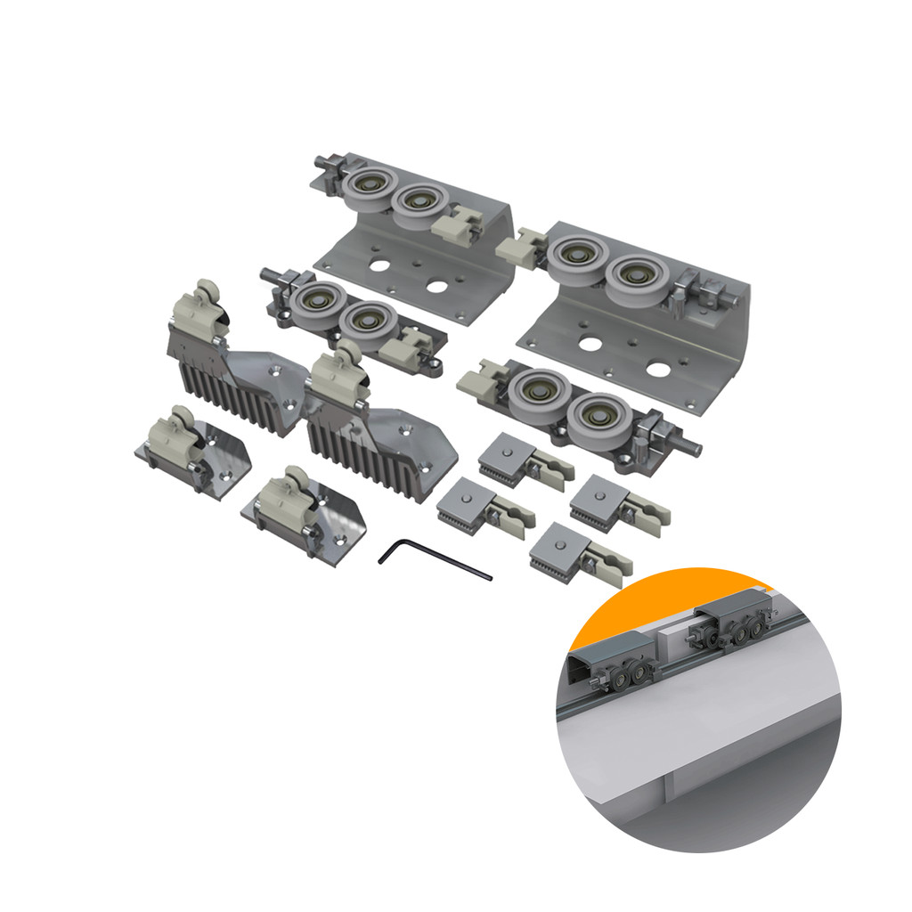 Kit Sistema Para Porta de Correr de Armários E Móveis Ss150+ Para 2 Portas - Rometal