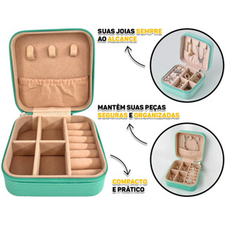 Organizador Viagem Mini Porta Joias Para Acessórios Pulseira Anel Colar Com Divisórias Zíper em Oferta na Shopee
