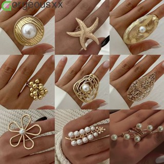 Boêmio Praia Moda Estrela Do Mar Flor Anel Para Mulheres Geometria Metal Pérola Anéis Jóias Femininas em Oferta na Shopee