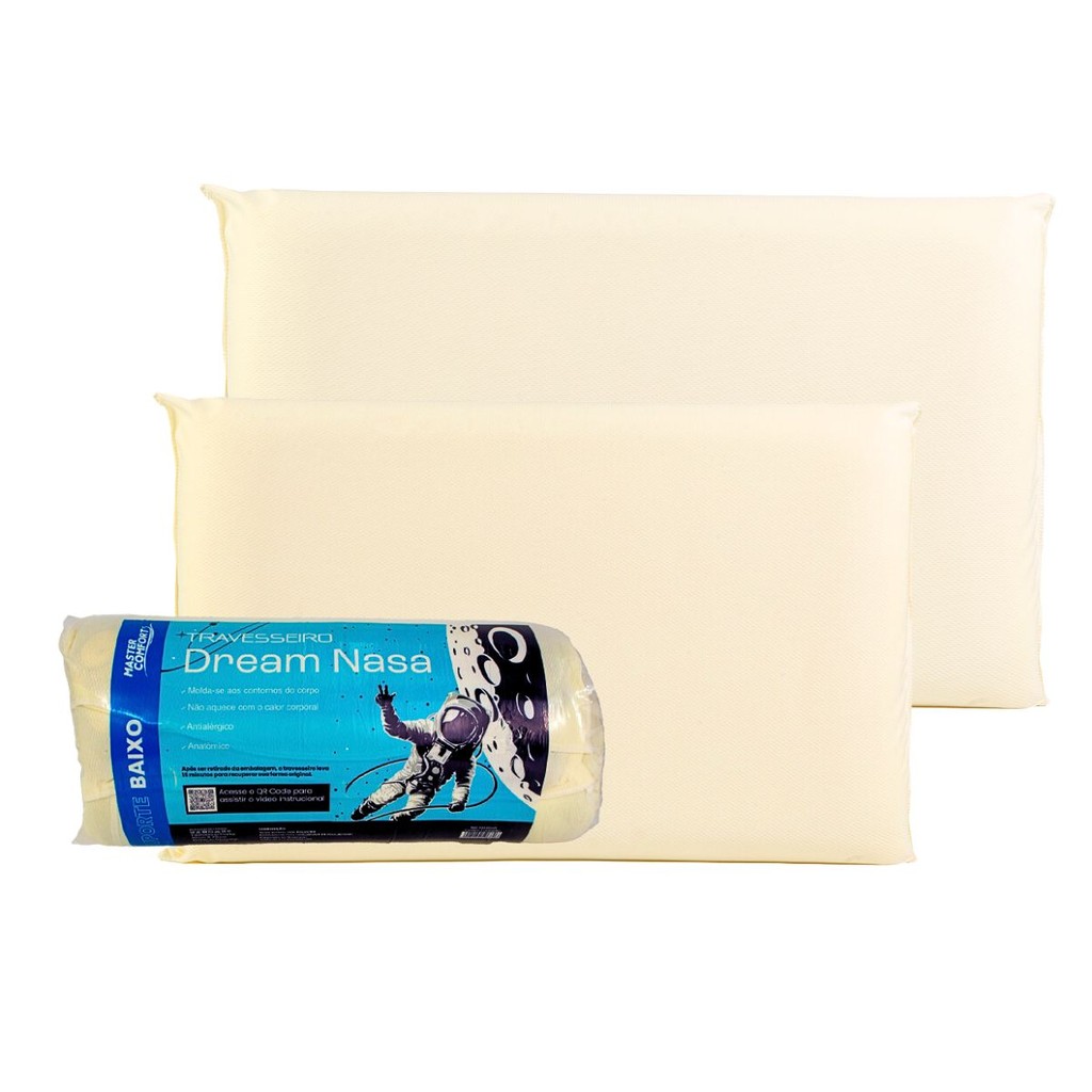 Kit 2 Travesseiro Nasa Dream Viscoelástico Master Comfort Antialérgico Altura 10 cm
