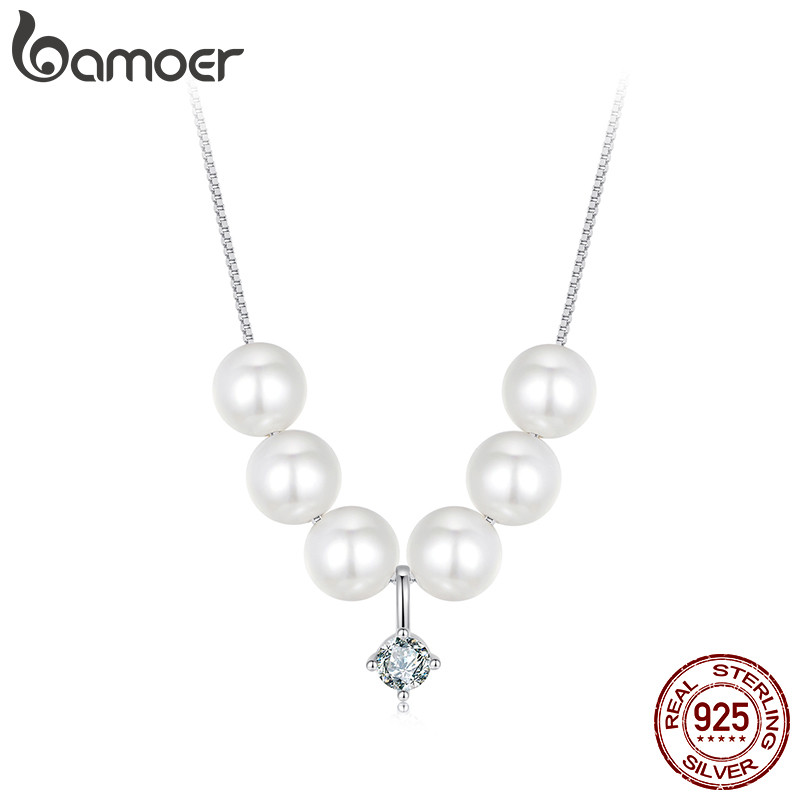 Bamoer 925 Sterling Sliver Colar Dança Pérola Moissanite Joias Presentes Para Mulheres em Oferta na Shopee