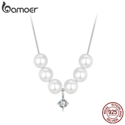 Bamoer 925 Sterling Sliver Colar Dança Pérola Moissanite Joias Presentes Para Mulheres