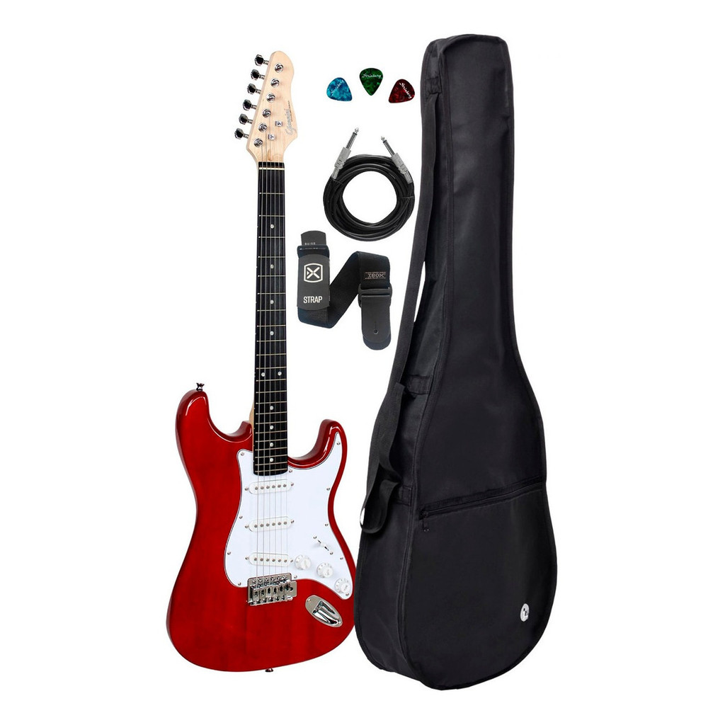 Guitarra Giannini G100 Trd/wh Translucent Red+ Kit Capa Cabo em Oferta na Shopee