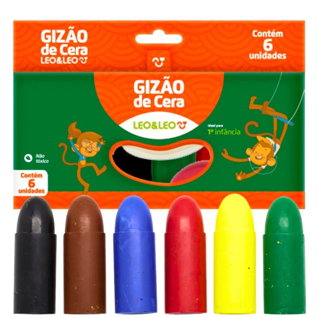 Gizao De Cera Meu Primeiro Giz 6 Cores Grosso Big Leo&leo