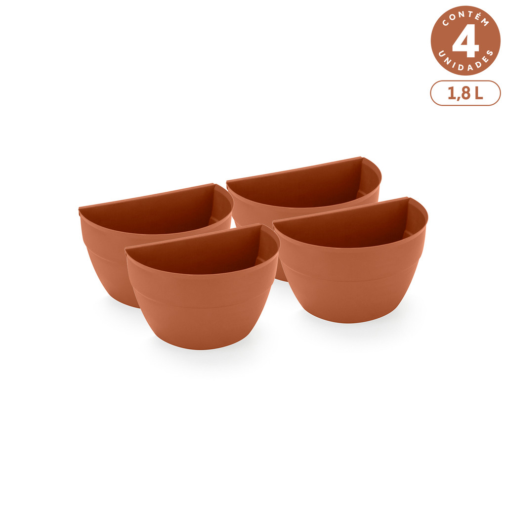 Kit 4 Vasos de Parede 1,8L Plástico Resistente com Design Moderno para Ambientes Internos e Externos em Oferta na Shopee