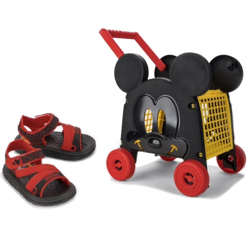 Sandália Infantil Disney Mickey Baby Car - Preto e Vermelho em Oferta na Shopee
